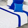 Cotton Artean - Juego De Sabanas Cuadros Azul Cama De 150 X 190/200.