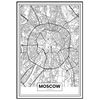 Cuadro Metacrilato Enmarcado Mapa De Ciudad Moscú 50x70cm