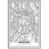 Cuadro Metacrilato Enmarcado Mapa De Ciudad Moscú 70x100cm