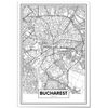 Cuadro De Aluminio Mapa De Bucarest 21x30cm