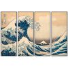 Panorama® Lienzo Hokusai La Gran Ola De Kanagawa En 4 Piezas 70x50cm | Impreso En Lienzo De Alta Calidad Con Bastidor | Cuadros Decoración Salón | Cuadros Vintage | Cuadros Lienzos Decorativos