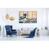 Panorama® Lienzo Hokusai La Gran Ola De Kanagawa En 4 Piezas 70x50cm | Impreso En Lienzo De Alta Calidad Con Bastidor | Cuadros Decoración Salón | Cuadros Vintage | Cuadros Lienzos Decorativos