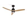 Ventilador De Techo 40w Silencioso Ø132 Cm, Negro- Madera Natural- Con Luz- Mando A Distancia, Create - Windstylance Dc