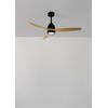 Ventilador De Techo 40w Silencioso Ø132 Cm, Negro- Madera Natural- Con Luz- Mando A Distancia, Create - Windstylance Dc