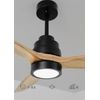 Ventilador De Techo 40w Silencioso Ø132 Cm, Negro- Madera Natural- Con Luz- Mando A Distancia, Create - Windstylance Dc