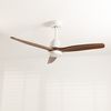 Ventilador De Techo 40w Silencioso Ø132 Cm, Blanco- Madera Oscura- Con Luz- Mando A Distancia, Create - Windstylance Dc