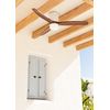 Ventilador De Techo Para Exteriores 40w Ø132 Cm, Blanco- Madera Oscura- Con Luz- Mando A Distancia, Create - Windcalm Patio Dc