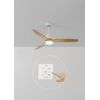 Ventilador De Techo 40w Silencioso Ø132 Cm, Blanco- Madera Natural- Con Luz- Controlador De Pared + Mando, Create - Windstylance Dc