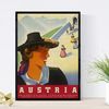 Poster Vintage. Cartel Vintage De Montañas Europeas. Viaje Por Austria