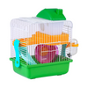 Jaula Hamster Chalé 2 Plantas Escalera Caseta Rueda Ejercicio Comedero Bebedero 24.1x18.3x30.1cm Verde