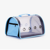 Transportín Perro Gato Bolsa Transporte Transparente Transpirable Ventilado Cachorros Azul 24x24x34cm