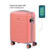 Juego De Maletas Con Usb De Viaje 4 Ruedas Trolley Abs Rígidas Candado Tsa 175000 Coral