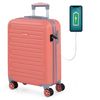 Maleta Cabina Puerto Usb Abs Trolley 55cm 4 Ruedas Dobles  Candado Tsa 175050 Coral