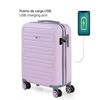 Maleta Cabina Puerto Usb Abs Trolley 55cm 4 Ruedas Dobles  Candado Tsa 175050 Rosa