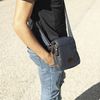 Bolso Bandolera De Hombre Pequeño. Lona Recubierta/piel  307820 Marino