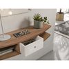 Balder - Mueble Recibidor Consola Madera Maciza Natural Encerado Cajón Blanco