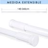 Barra Extensible Ajustable De Aluminio Para Baño, Ropero, Armario. (blanco, 140-260cm)- Home Mercury