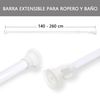 Barra Extensible Para Ropero Y Ducha, Fácil Instalación Con Ventosa. (140-260cm Blanco)- Home Mercury