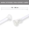 Barra Extensible Para Ropero Y Ducha, Fácil Instalación Con Ventosa. (110-200cm Blanco)- Home Mercury