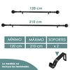 Barra Cortina Forja Universal Extensible, Decorativa  (negro, 120-210cm Bola)-home Mercury