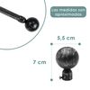 Barra Cortina Forja Universal Extensible, Decorativa  (negro+gris, 70-120cm Bola)-home Mercury