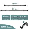 Barra Cortina Forja Universal Extensible, Decorativa (negro, 160-310cm Bola Rota)-home Mercury