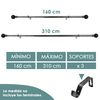 Barra Cortina Forja Universal Extensible, Decorativa(negro+gris, 160-310cm Bola Rota)-home Mercury