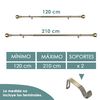 Barra Cortina Forja Universal Extensible, Decorativa  De Acero  (dorado, 120-210cm Bola Acero) Home Mercury