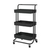 Carrito Camarera Auxiliar De Cocina Multiuso Metalico Y Plastico Con Ruedas 84x42x38cm Negro