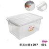 Caja De Almacenamiento Multiuso Plástico Con Tapa Nº18  60l Blanco 61.5x45x29.7cm