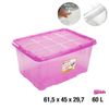 Caja De Almacenamiento Multiuso Plástico Con Tapa Nº18  60l Rosado 61.5x45x29.7cm