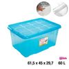 Caja De Almacenamiento Multiuso Plástico Con Tapa Nº18  60l Azul 61.5x45x29.7cm