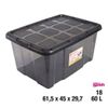 Caja De Almacenamiento Multiuso Plástico Con Tapa Nº18  60l Negro 61.5x45x29.7cm