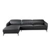 Sofá Chaise Longue Piel Vacuno Negro 6040 Angel Cerdá 283 X 194 X 75/94