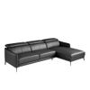 Sofá Chaise Longue Piel Vacuno Negro 6041 Angel Cerdá 283 X 194 X 75/94 Cm.