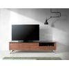 Mueble Tv Cristal Negro Y Nogal 3047 Angel Cerdá 200 X 45 X 48 Cm.