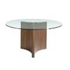 Mesa Comedor Redonda Cristal Templado Angel Cerdá Ø150 X 75 Cm. Nogal