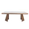 Mesa Comedor Porcelánico Y Madera Nogal  220 X 110 X 76 Cm. Blanco