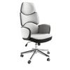 Silla Oficina Giratoria Tela Gris Claro Y Pvc Blanco Brillo 4142 Angel Cerdá 64x69x118/128