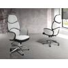 Silla Oficina Giratoria Tela Gris Claro Y Pvc Blanco Brillo 4142 Angel Cerdá 64x69x118/128