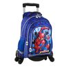 Mochila Primaria Dam Spiderman Doble Compartimento + Carro Con Protección Lateral Y Stoper Frontal, 4 Ruedas Multidireccionales. Color: Azul