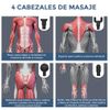 Pistola De Masaje Muscular Smartek, Comoda, Potente, Portatil, Duradera, Relaja, Alivia Tensión, Bateria Recargable, 6 Niveles De Velocidad Y 4 Cabezales, Masajeador, Masajeador Eléctrico, Pistola Masaje