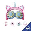 Euroxanty Auriculares Orejas De Gato | Auriculares Unicornio Con Luz | Auriculares Para Niños | Diadema Ajustable | Cascos Streamer | Audífonos Acolchados | Peach