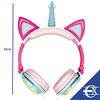 Euroxanty Auriculares Orejas De Gato | Auriculares Unicornio Con Luz | Auriculares Para Niños | Diadema Ajustable | Cascos Streamer | Audífonos Acolchados | Peach