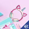 Euroxanty Auriculares Orejas De Gato | Auriculares Unicornio Con Luz | Auriculares Para Niños | Diadema Ajustable | Cascos Streamer | Audífonos Acolchados | Peach