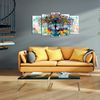 Cuadros Modernos | Lienzo Decorativo | Paisaje Árbol Colores En Fondo Blanco | 5 Piezas 150x80cm - Dekoarte