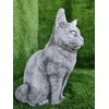 Figura Gato Sentado Gordito 20x19x30cm. Hormigón-piedra. Gris