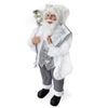 144226 Papá Noel Para Decoración Terciopelo Blanco Y Plata 110h Luces Y Sonido