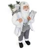 144226 Papá Noel Para Decoración Terciopelo Blanco Y Plata 110h Luces Y Sonido