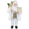 144232 Papá Noel Para Decoración Terciopelo Blanco Y Dorado 110h Luces Y Sonido